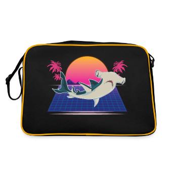 Synthwave Shark des années 80 Cadeau Vaporwave Hammerhead Shark - Sac Retro - noir/or - Dos