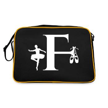 Buchstabe f Ballerina - Retro Tasche - Schwarz/Gold - Hinten