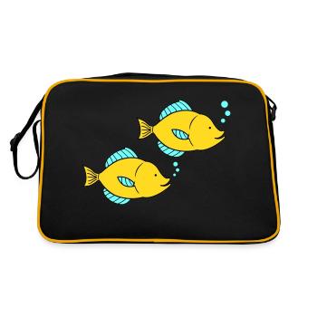 fische comic - Retro Tasche - Schwarz/Gold - Hinten