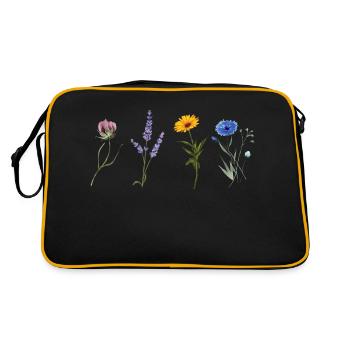 Minimalist Wildflowers - Botanical Gift - Retro Bag - black/gold - Back