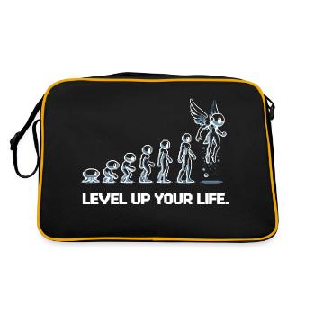 Verbessere dein Leben - Retro Tasche - Schwarz/Gold - Hinten