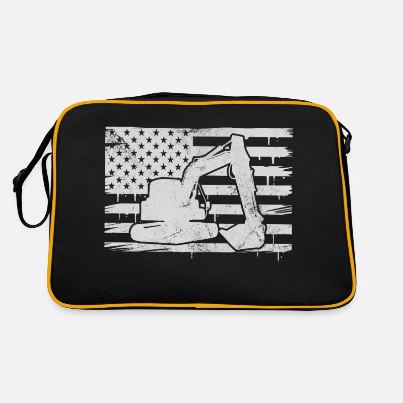 Excavator US flag Retro Tasche