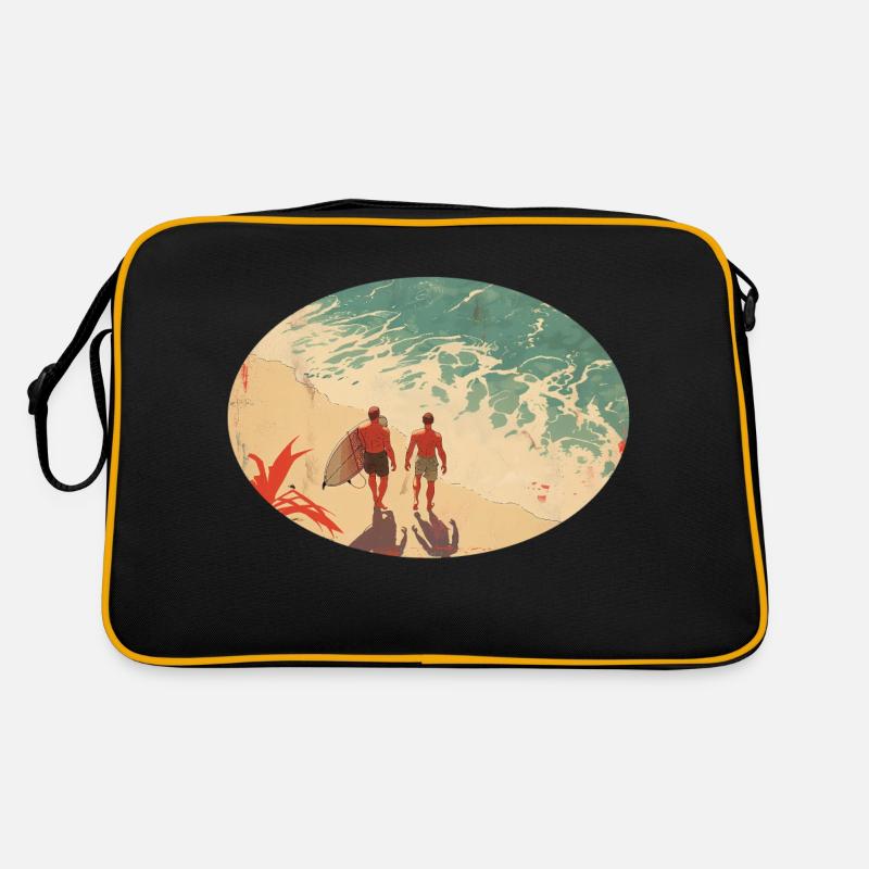 Surfer am Strand Retro Tasche