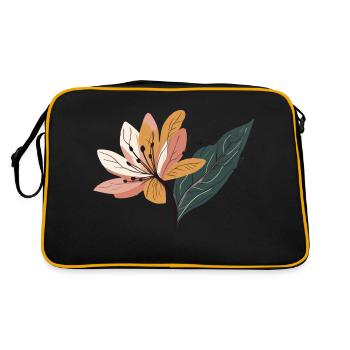 Blume Lilie minimalistisch - Retro Tasche - Schwarz/Gold - Hinten