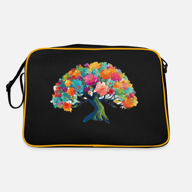 Baum - Retro Tasche - Schwarz/Gold