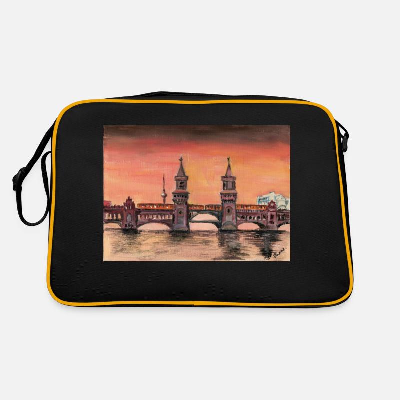 Oberbaumbrücke - Retro Tasche - Schwarz/Gold