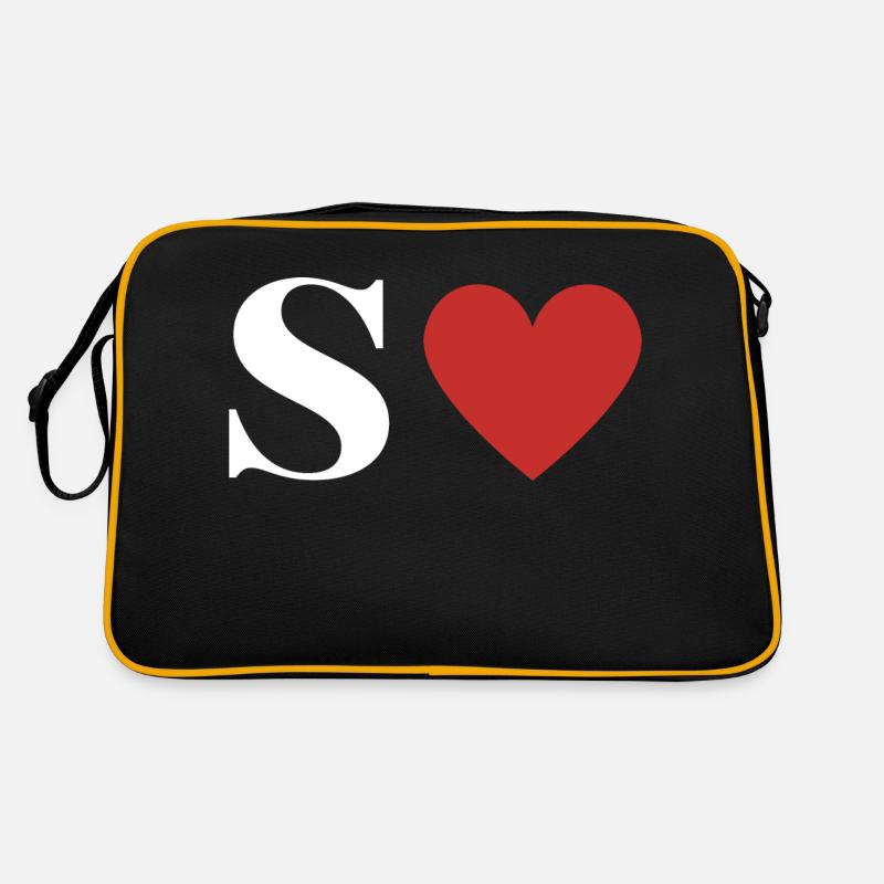 Buchstabe s rotes Herz Retro Tasche