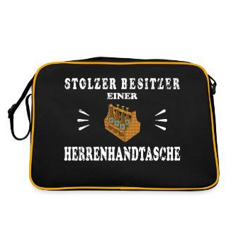 Stolzer Besitzer einer Männerhandtasche - Funmotiv - Retro Tasche - Schwarz/Gold - Hinten