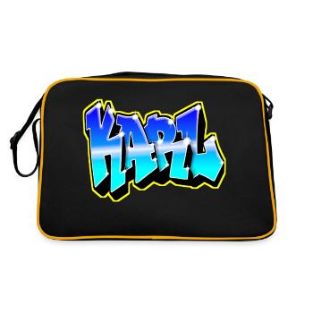KARL Graffiti Blue and Yellow - Retro Bag - black/gold - Back