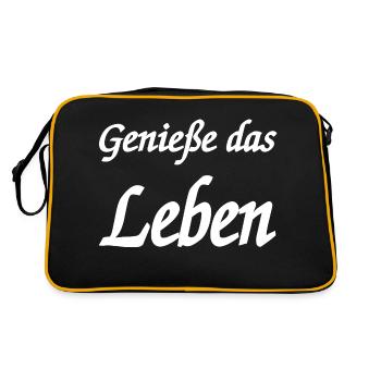 Leben - Retro Tasche - Schwarz/Gold - Hinten