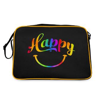 happy quotes positive quote cute love positivity - Retro Bag - black/gold - Back
