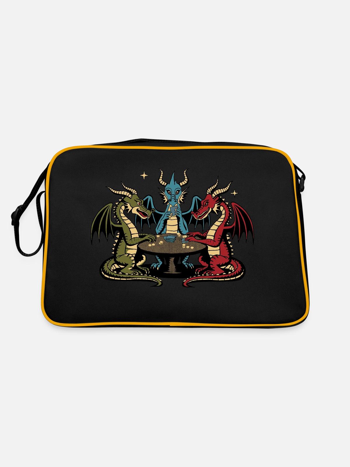 Dragons playing cards - Retro Bag - black/gold - Back
