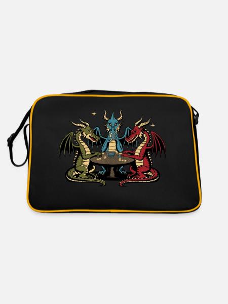 Dragons cartes à jouer - Sac Retro - noir/or - Dos