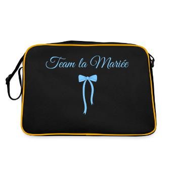 Team Die Braut Blaue Schleife - Retro Tasche - Schwarz/Gold - Hinten