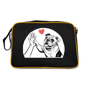Englische Bulldogge - Retro Tasche - Schwarz/Gold - Hinten