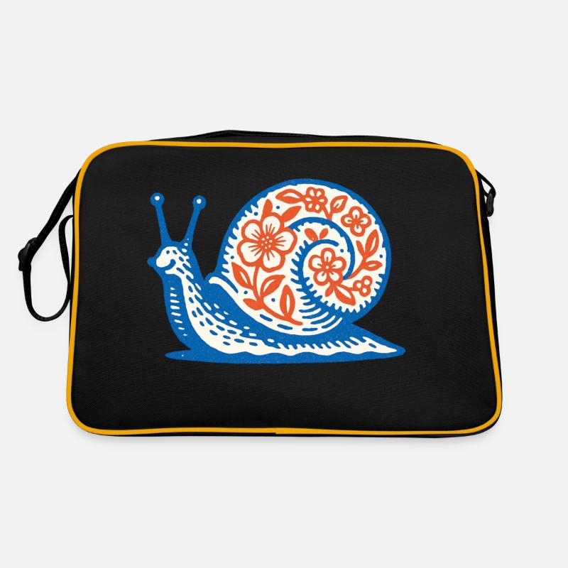 Escargot rétro bleu et rouge Sac Retro