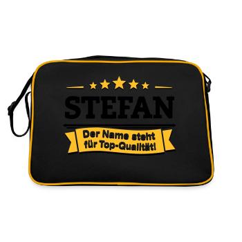 Stefan – Der Name steht für Top-Qualität! - Retro Tasche - Schwarz/Gold - Hinten