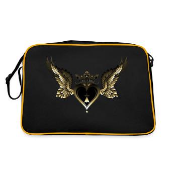 breizh coeurs aile hermine bretonne couronne - Sac Retro - noir/or - Dos