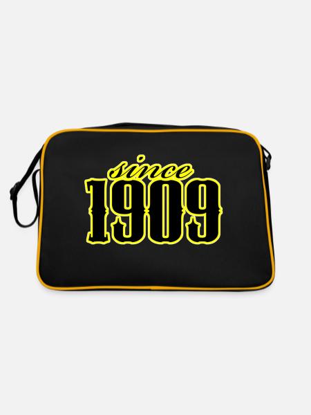since 1909 (black) - Retro Tasche - Schwarz/Gold - Hinten