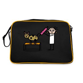 Tierärztin mit Hund - Retro Tasche - Schwarz/Gold - Hinten