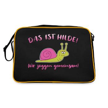Joggen Sport Laufen Langsame Schnecke Lustig - Retro Tasche - Schwarz/Gold - Hinten