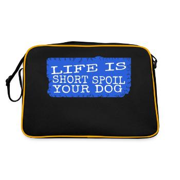 funny happy animal print animal welfare canine - Retro Bag - black/gold - Back