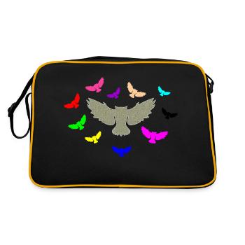 Eule - Retro Tasche - Schwarz/Gold - Hinten