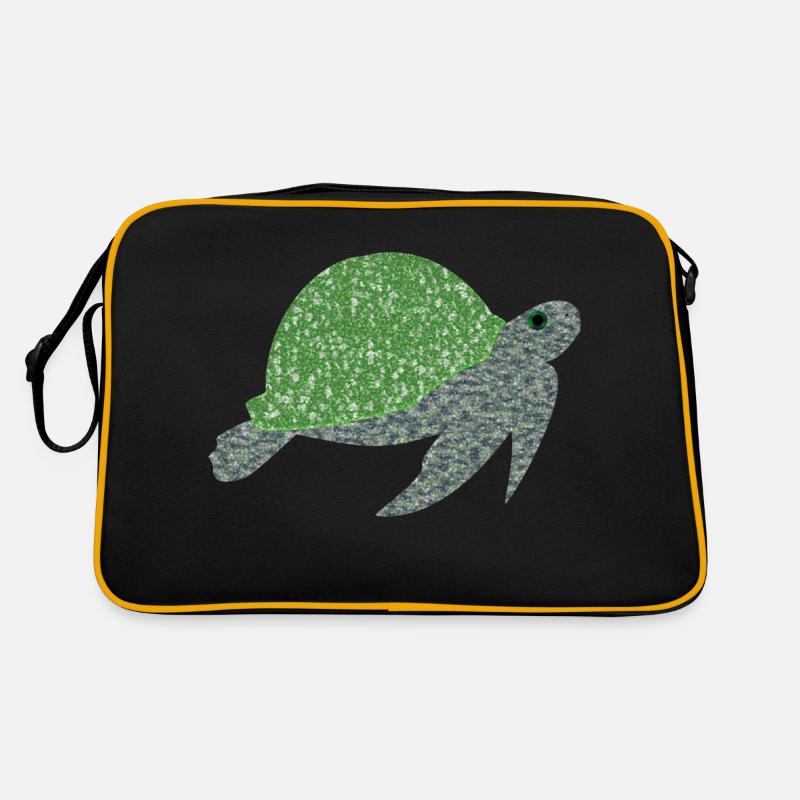 Schildkröte - Retro Tasche - Schwarz/Gold