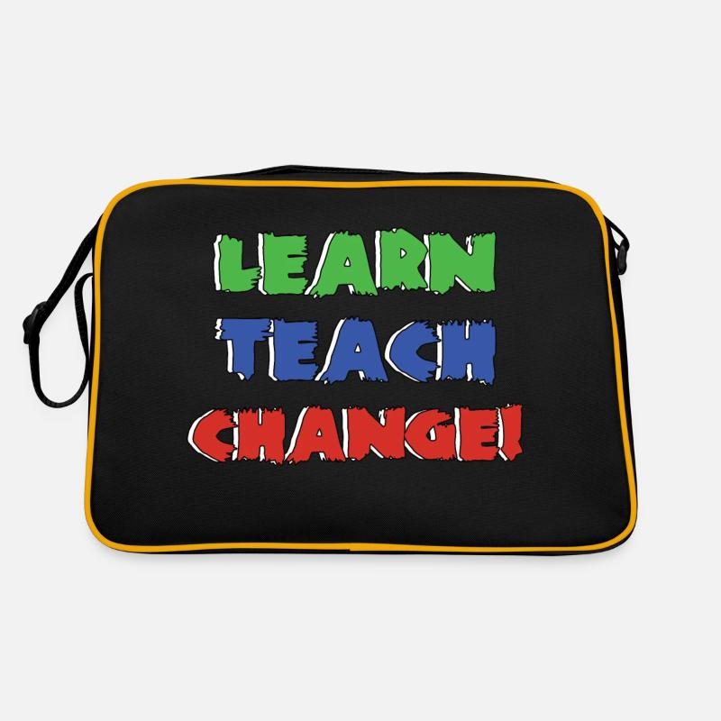 Learn Teach Change | Lernen Beibringen Verändern Retro Tasche