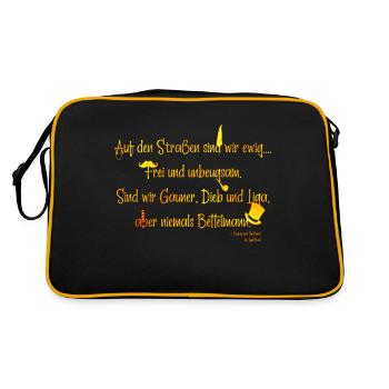 Das offizielle "Liga der Meisterdiebe"-Lied inBlau - Retro Tasche - Schwarz/Gold - Hinten