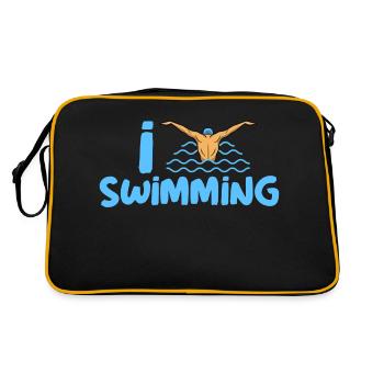 I Love Swimming, I love swimming, pool, swimming - Retro Bag - black/gold - Back