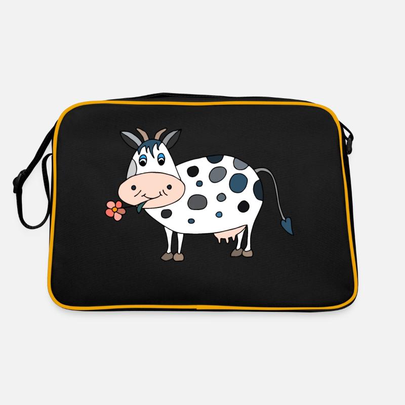 Kuh - Retro Tasche - Schwarz/Gold