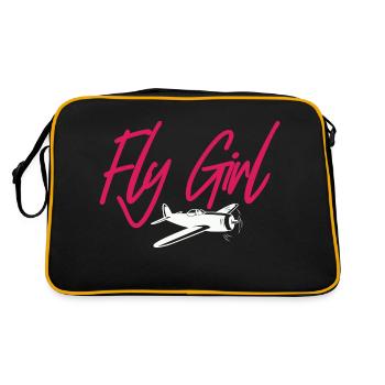 Fly Girl Aviation Pilot - Retro Tasche - Schwarz/Gold - Hinten