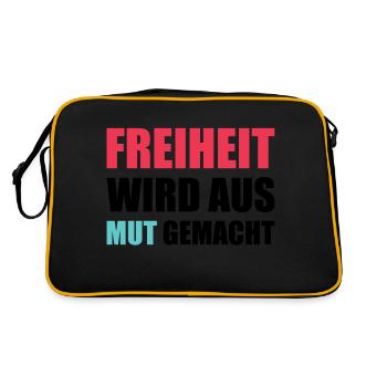 Freiheit wird aus Mut gemacht - Retro Tasche - Schwarz/Gold - Hinten