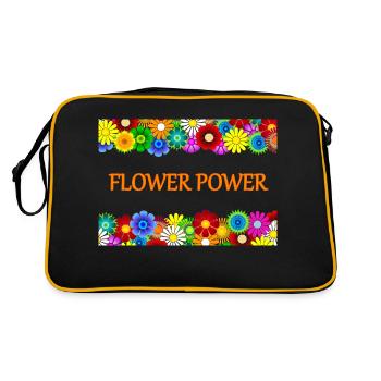 Flower Power - Retro Tasche - Schwarz/Gold - Hinten