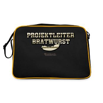 Grillen Spruch Projektleiter Bratwurst - Retro Tasche - Schwarz/Gold - Hinten