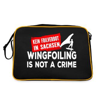 Wing Foiling Verbot Sachsen Surf Surfing Surfer - Retro Tasche - Schwarz/Gold - Hinten