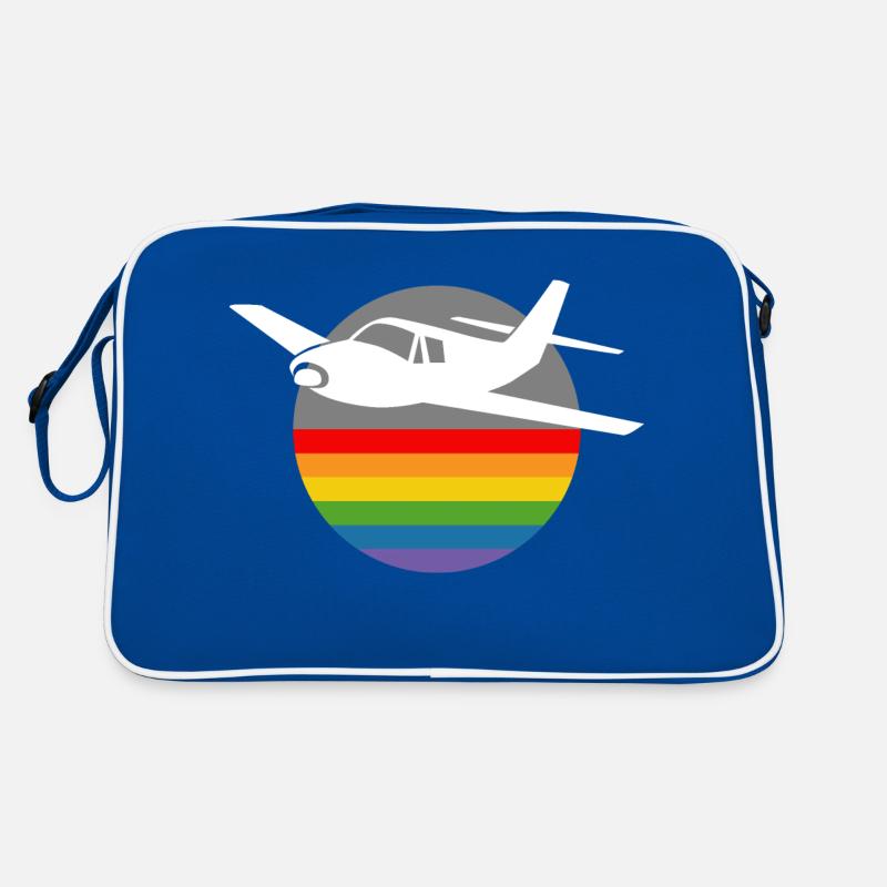 Regenbogen Flugzeug white Retro Tasche
