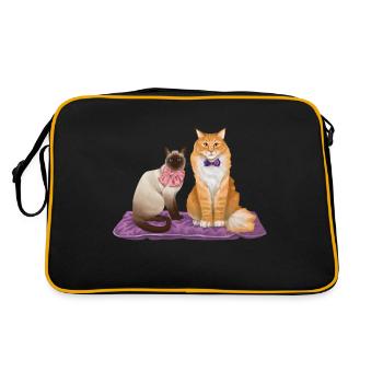 Chats - Famille de chats - Animaux de compagnie - Amour de chat - Sac Retro - noir/or - Dos