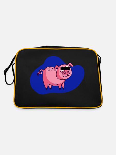 Cochon de dessin animé - Sac Retro - noir/or - Dos