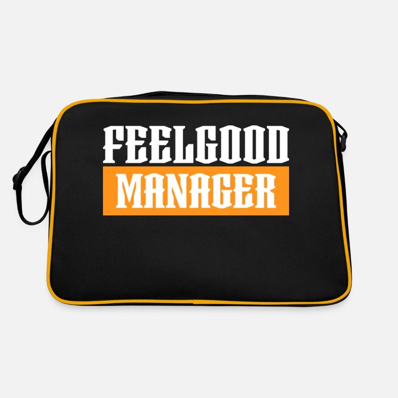Agentur Feelgood manager orange tshirt schwarz Retro Tasche