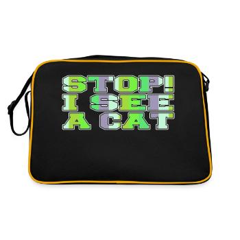 cats black cat hoodies and sweatshirts cool - Retro Tasche - Schwarz/Gold - Hinten