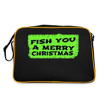 fish hook rod bday animation fishing tournaments - Retro Tasche - Schwarz/Gold - Hinten