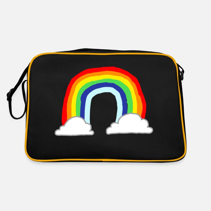 Regenbogen Wolken Cartoon - Retro Tasche - Schwarz/Gold