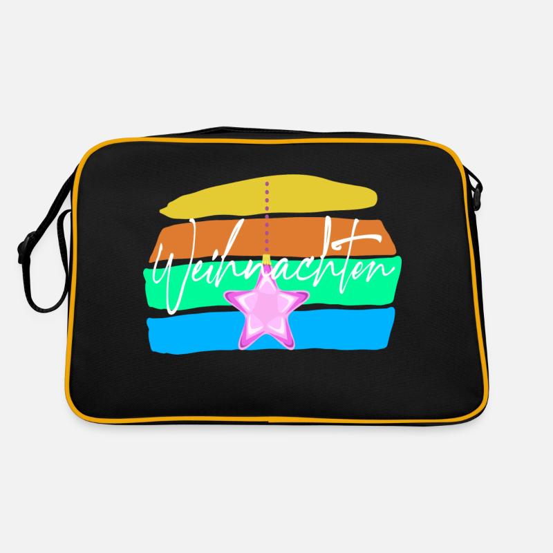 Weihnachten - Retro Tasche - Schwarz/Gold