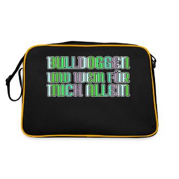 weinfest weißweinschorle weißwein hund - Retro Tasche - Schwarz/Gold - Hinten