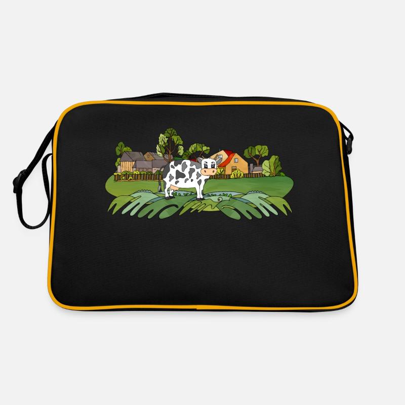 Landschaft mit einer Kuh Retro Tasche