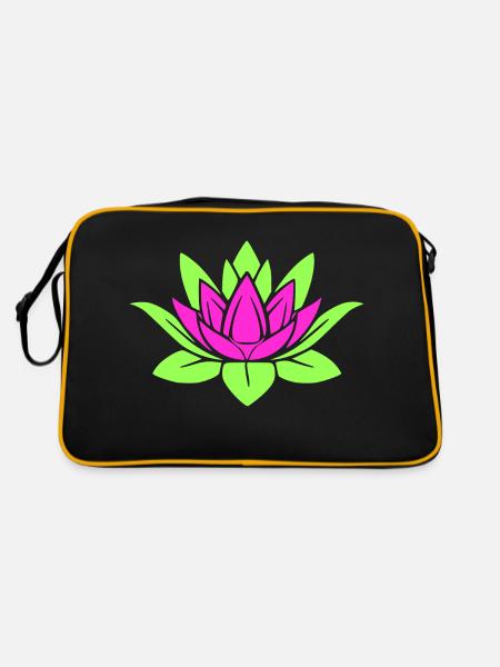 Lotus Flower - Mandala - Retro Bag - black/gold - Back