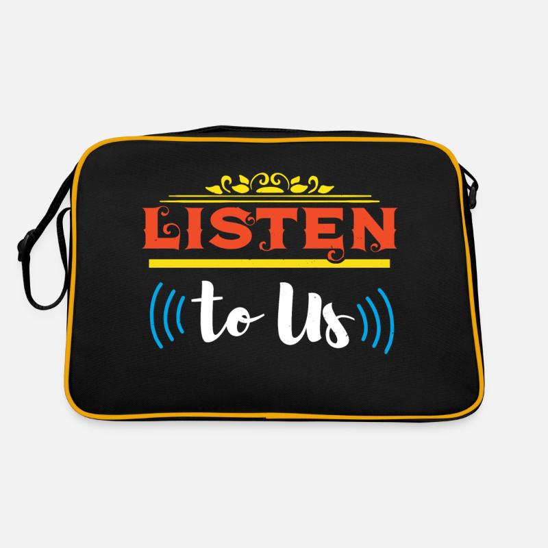 HÖREN SIE UNS ZU - Retro Tasche - Schwarz/Gold