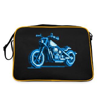 MotorradChopper in schöner 8 Bit Pixelgrafik - Retro Tasche - Schwarz/Gold - Hinten